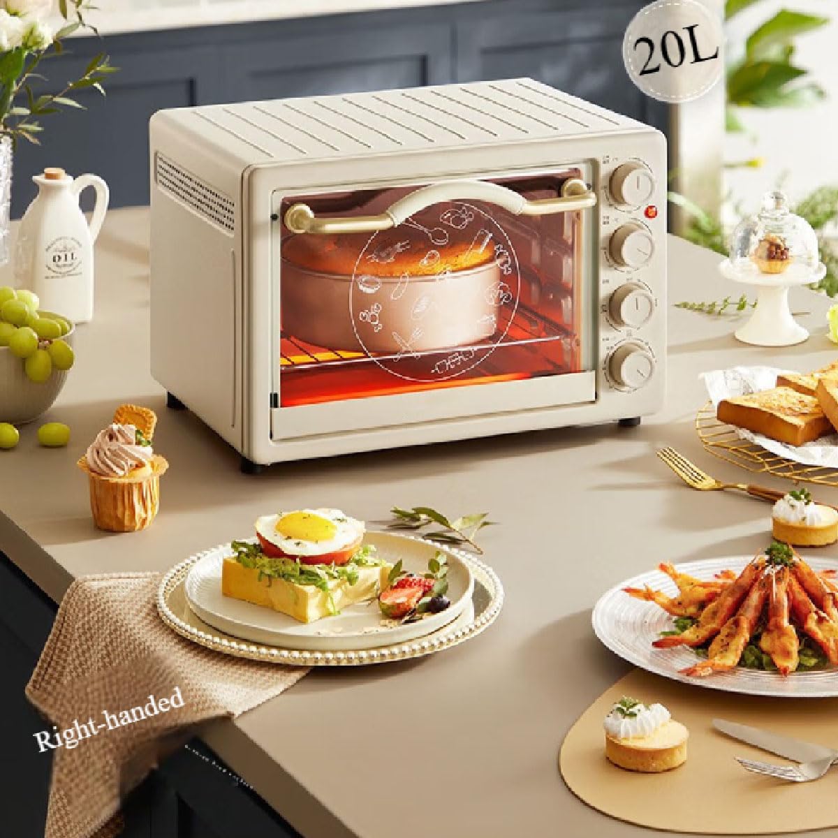 WANNYTON Four Électrique 10L, 650W, Mini Four Électrique Avec Minuterie Réglable Jusqu'à 60 Min, Température Entre 100-230°C, Grille De Cuission, Noir, 36,5x28,5x22,1cm