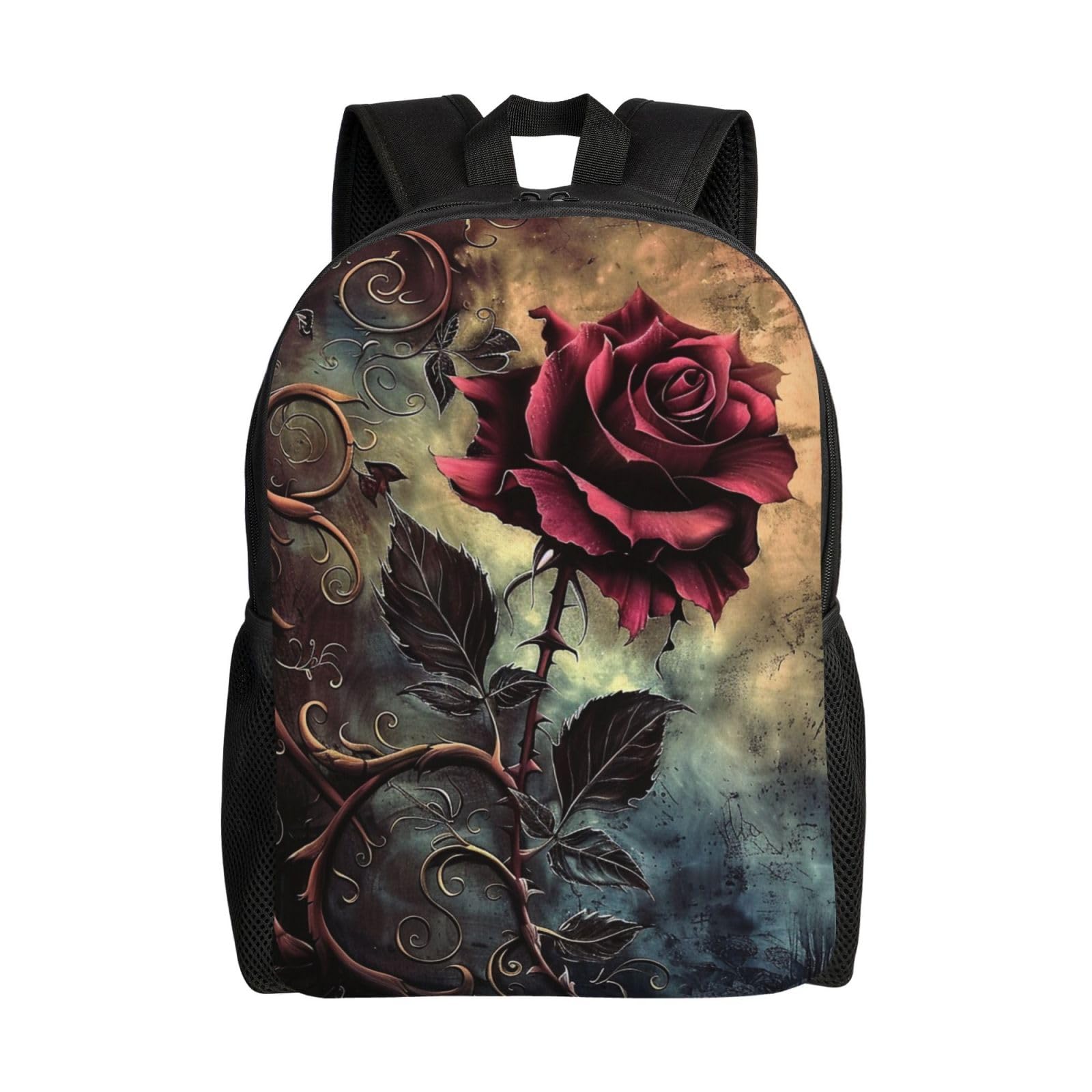 BNVSADC gothic Rose Printed Laptop Backpack for Men Women, 15-Inch Travel Business Laptop Backpack Bag Casual Daypack for Travel School Work