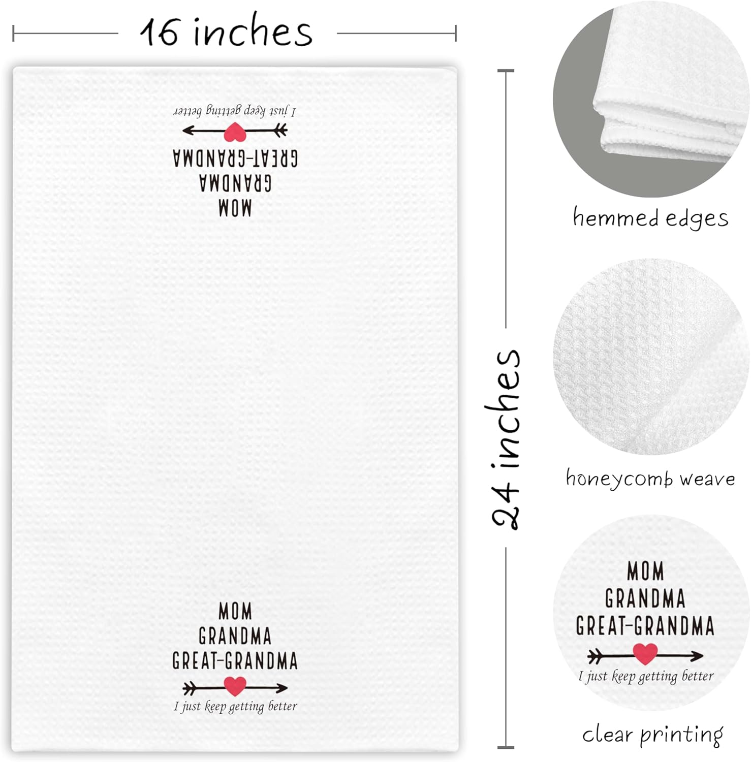 Great-Grandma Dish Towels, Decorative Kitchen Towels 16"x24" – Bathroom Hand Towel, Tea Towel, Great Grandma Gifts for Mother's Day, Birthday, Christmas, etc.(028) - Image 3
