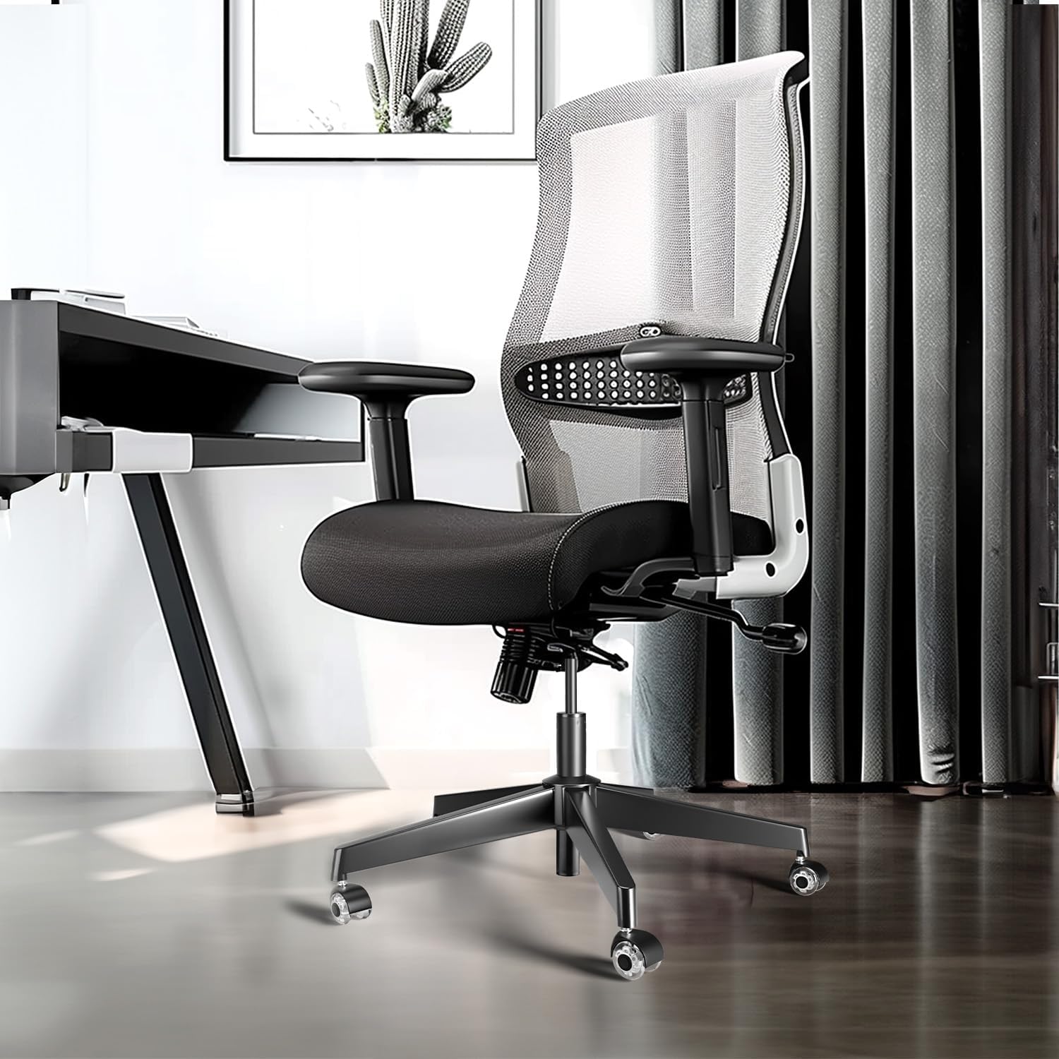 Sytopia Office Chair Base Replacement Bundles, Heavy Duty 2500LBs, Reinforced to Repair Swivel Gaming Chair Bottom Part with 5 Universal Premium Casters and 1 Gas Lift Cylinder(Matte Black)