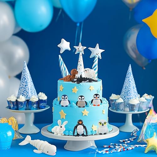 Miniatura 6 de 14 figuras de animales árticos impresos en 3D, juguetes de baño articulados de animales polares realistas con oso polar, zorro, pingüino, orca,