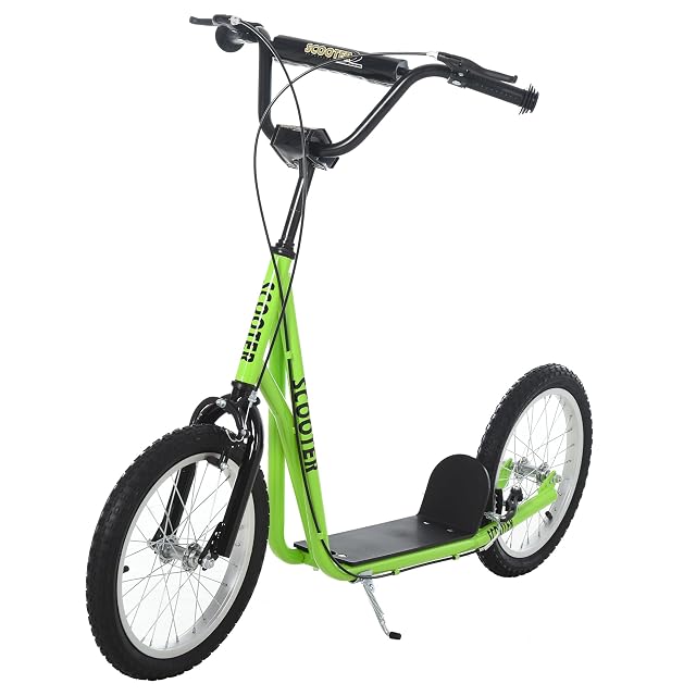 HOMCOM Patinete para Niños +5 Años 139x58x90-96 cm Verde Flourescente