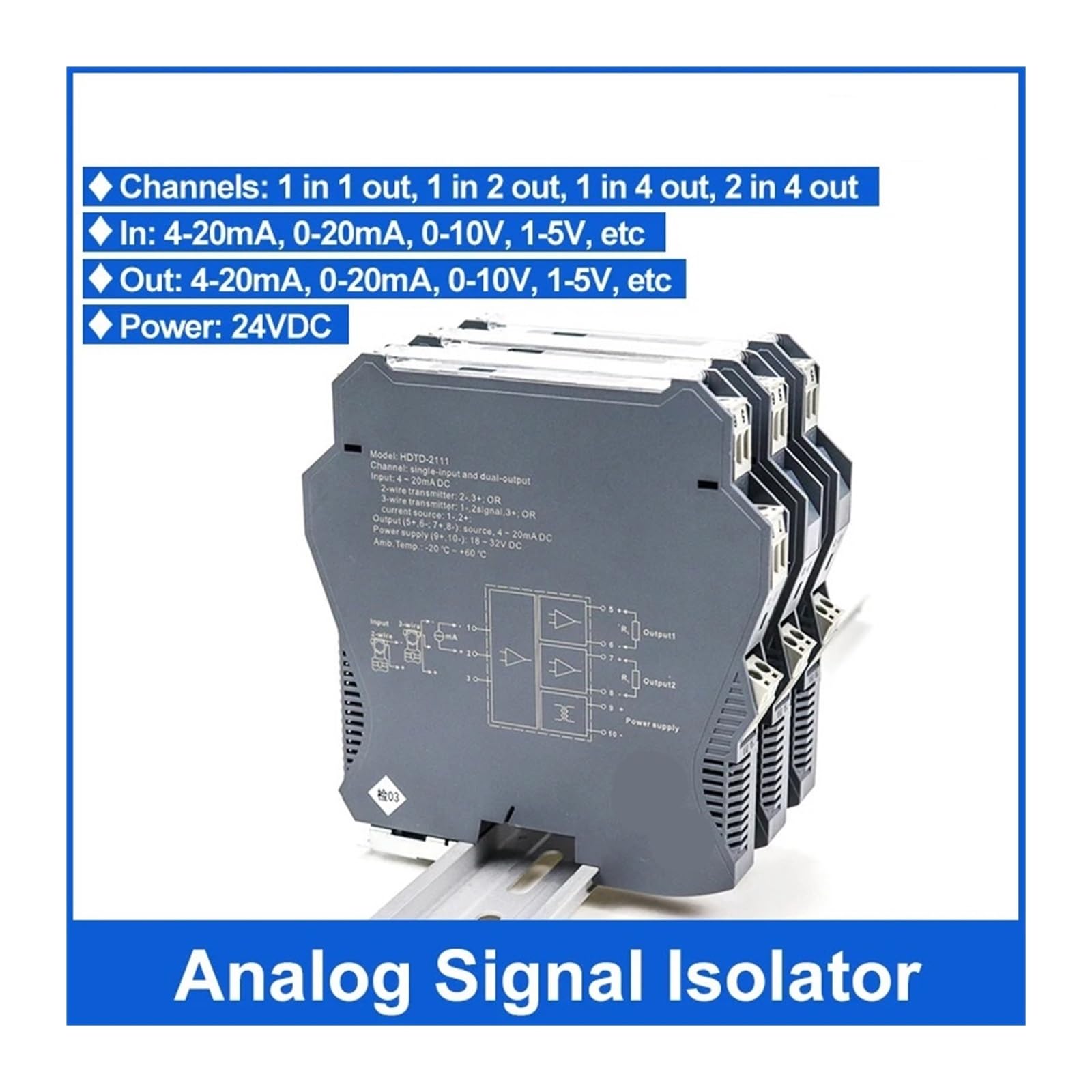 Convertitore di Isolamento del Segnale Attivo passivo analogico CC 4-20mA 0-10V Alimentatore 220V(0-10V in_220V_0-10V)