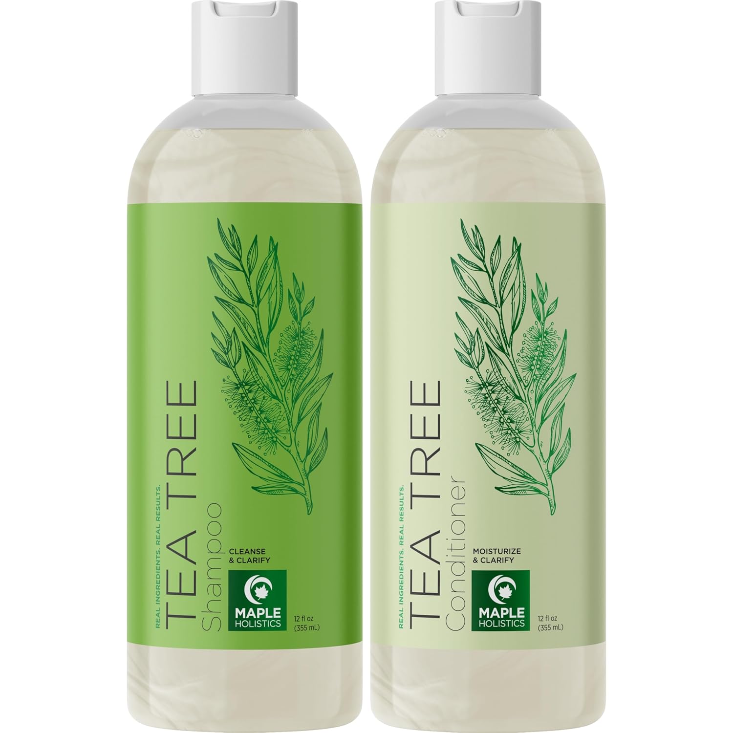 Tea Tree Shampoo and Conditioner Set - Sulfate Free Clarifying Shampoo and Conditioner for Oily Hair & Scalp Care with Cleansing Tea Tree Oil - Complete Oily and Dry Scalp Treatment for Build Up