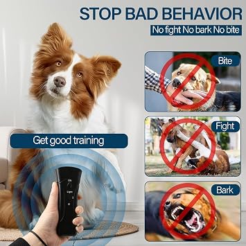 Anti Dog Barking Device,Ultrasonic Bark Stopper For Dogs, 3 in 1 Handheld Ultrasonic Stop Dog Barking Device Indoor Outdoor Bark Deterrents Control For Small Medium Large Dogs (black)