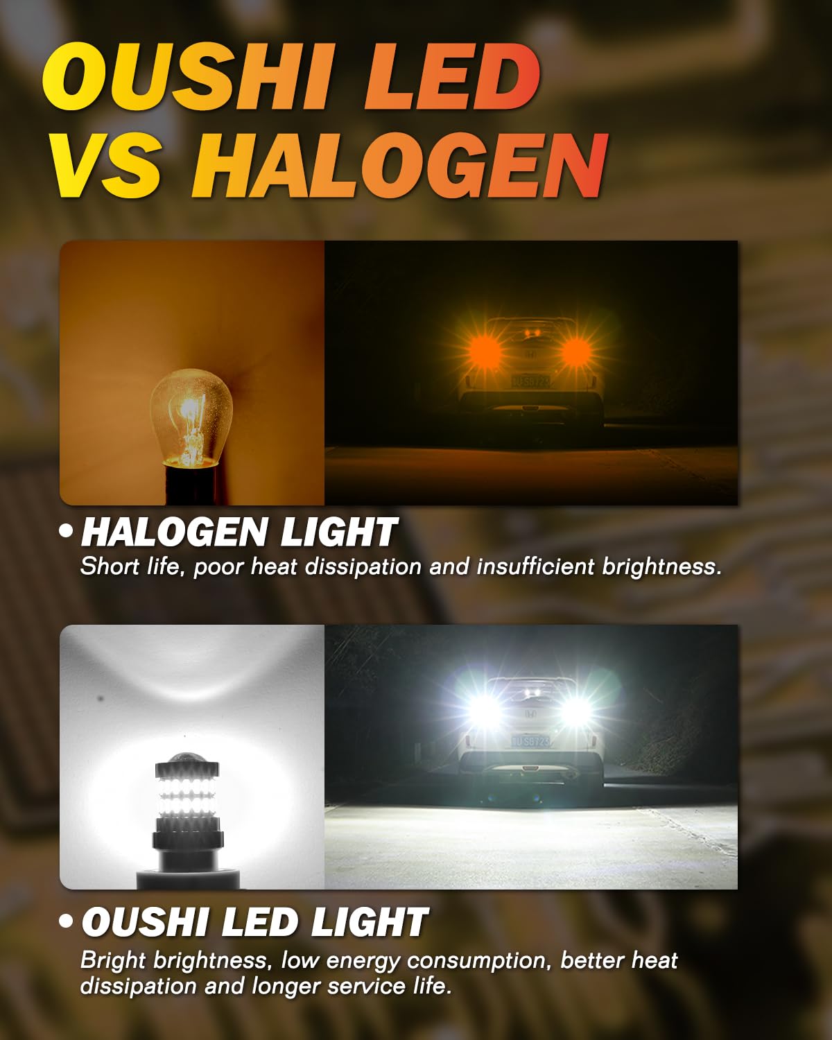 Ampoules LED Voiture OUSHI 3157 T25 - Rouge 2600LM - 300% Plus Lumineuses - Pour Feux Stop, Clignotants