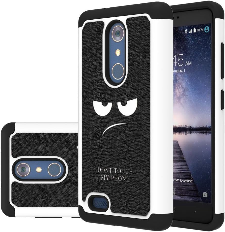 ZTE Zmax Pro Case, LEEGU [Shock Absorption] Dual Layer Heavy Duty Protective Silicone Plastic Cover Armor Case for ZTE Zmax Pro / Z981 - Don't Touch My Phone