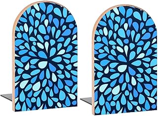 Sujetalibros decorativos de madera para estantes, escritorio, hogar, oficina, revistas, libros, DVD, 2 unidades, color azul