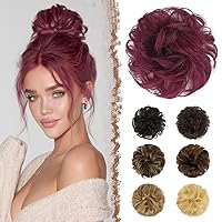 Vista 11 de FESHFEN Moños Desordenados Humanos - 100% Cabello Humano Moño Real Coleteros Piezas de Cabello Extensiones de Cola de Caballo Onduladas Despeinadas