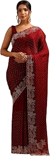Soch Womens Fendy Organza Embellished Saree With Stone Work