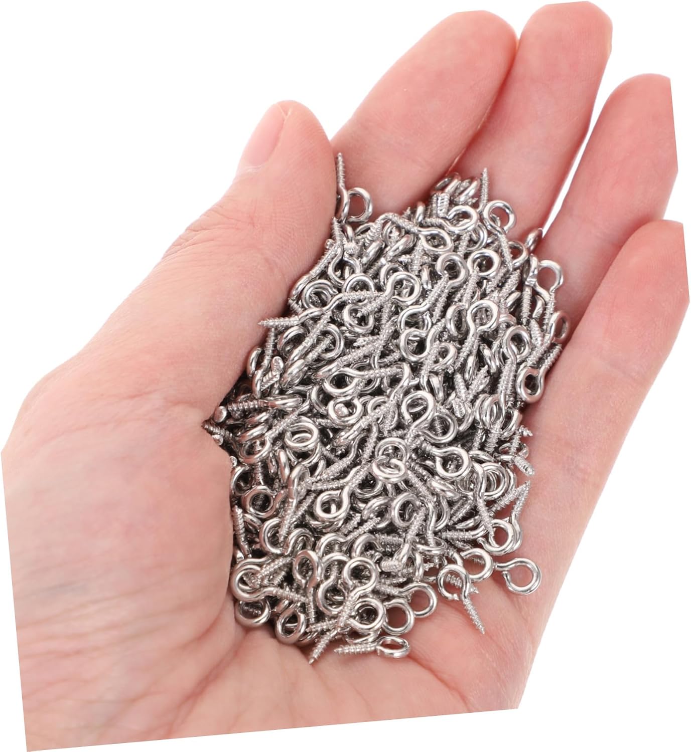 Artibetter 600pcs Small Metal Eyelet Screws for Jewelry Making 10mm Silver Iron Screw Eye Pins for Bracelet and Earring Assembly, Easy to Install Jewelry Findings Supplies