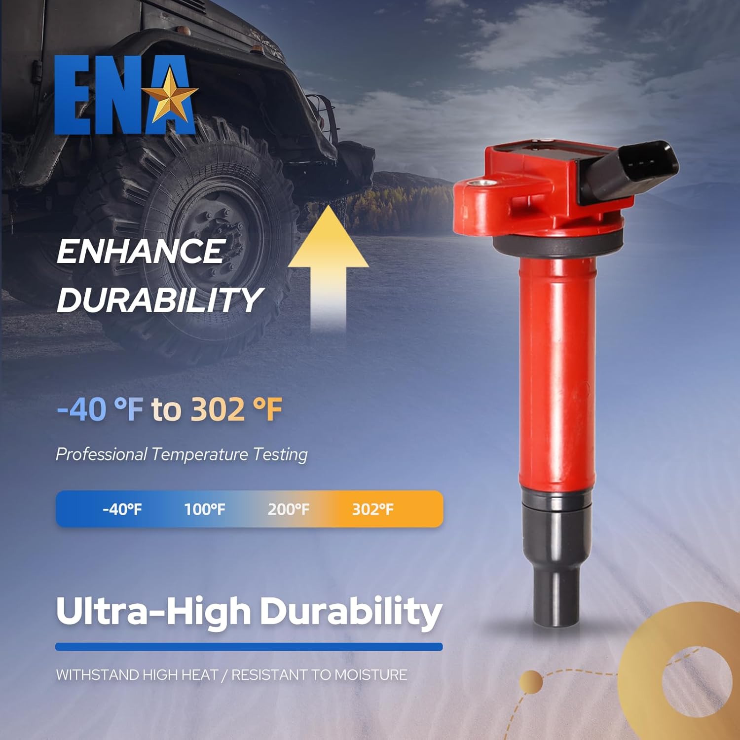 ENA Red 8 Ignition Coil V8 4.3 4.7 2000 2001 2002 2003 2004 205 2006 2007 2008 2009 Compatible with Toyota Lexus Tundra Sequoia Land Cruiser 4Runner LX470 GX470 GS430 LS430 SC430 Coils for UF230 UF493