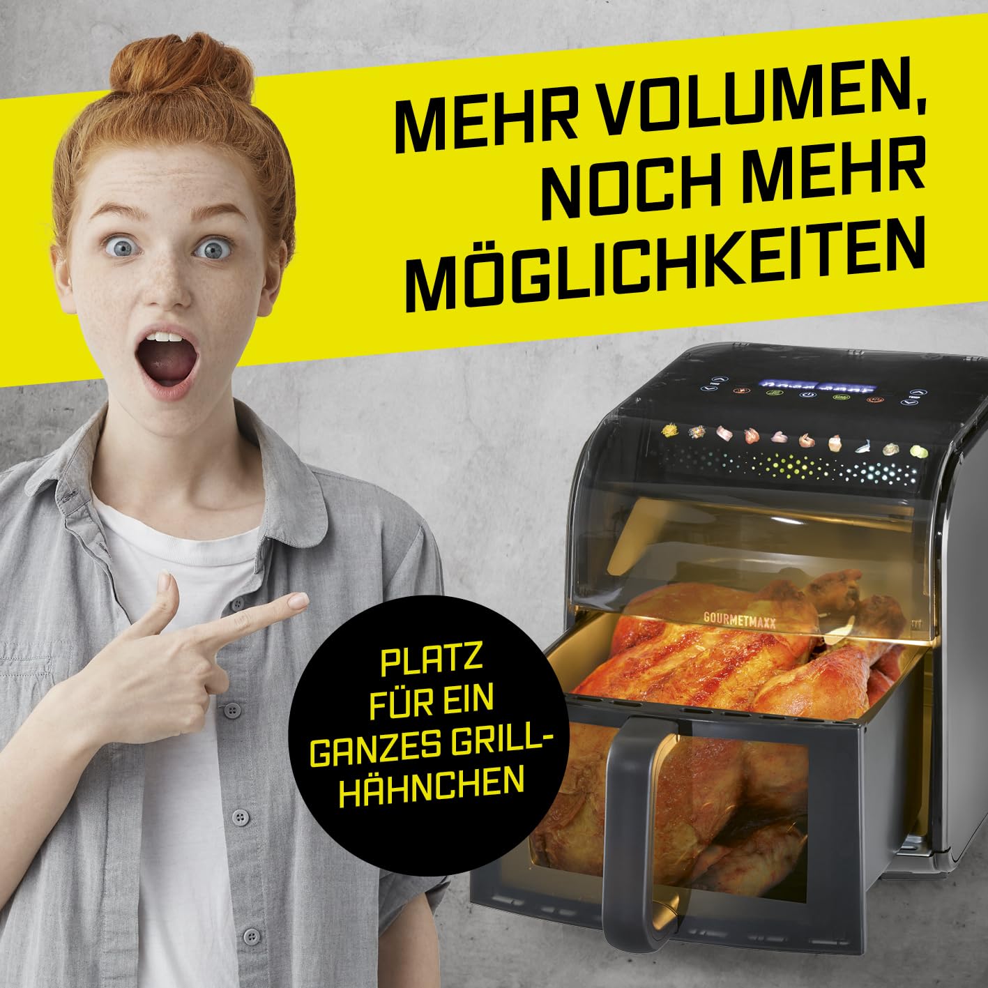 GOURMETmaxx Heißluftfritteuse mit Sichtfenster & Panoramadach - 7 L – Bild 4