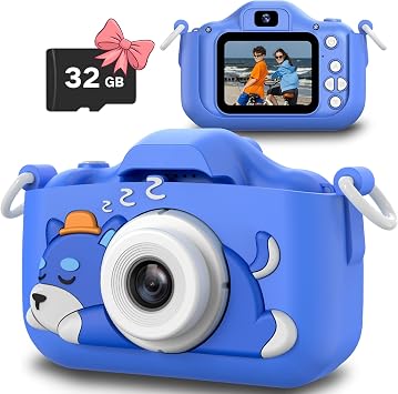 Slothcloud X5 Kids Digital Camera، Blue، Unisex، 32GB Memory، Anti-Drop Silicone، 1080P Video، Multi-Functions، Selfie، Gift Idea
