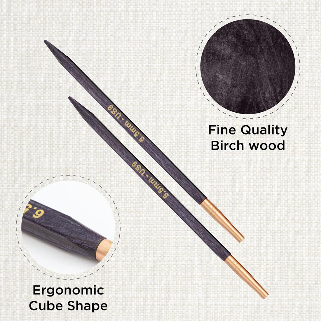 KnitPro J’Adore Cubics Interchangeable Circular Needles 5" (13cm), Lavender, 5.50mm - Image 2