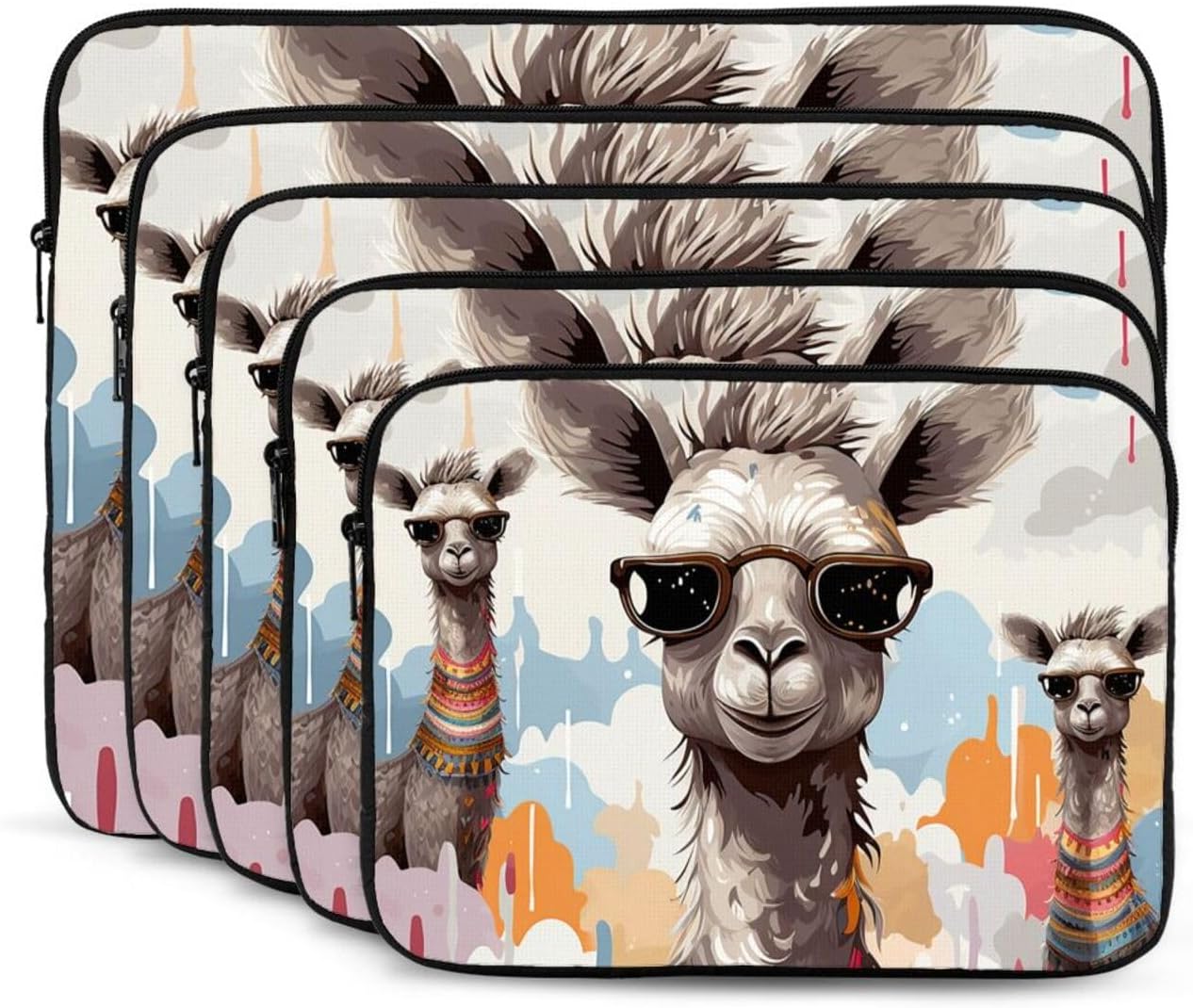 Cute Giraffe with Colors Sunglasses Funny Laptop Case 12 inch, TSA Laptop Sleeve Shockproof Protective Notebook Case Water Resistant Computer Carrying Cover Briefcase Handbags Men Women Computer Bag image 2