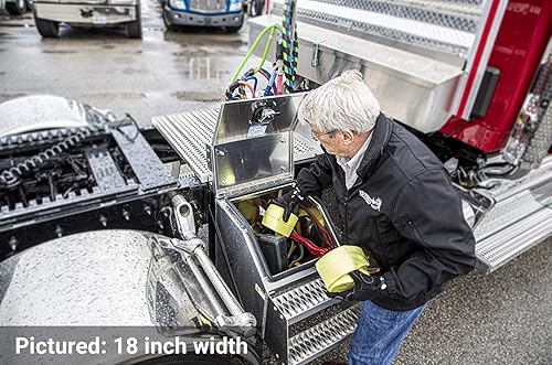 Miniatura 6 de Buyers Products 1705280 - Caja de escalones de sillín de aluminio liso plateado, clase 8, 28.5 x 12.25 x 23.3 pulgadas, escalones de marco con