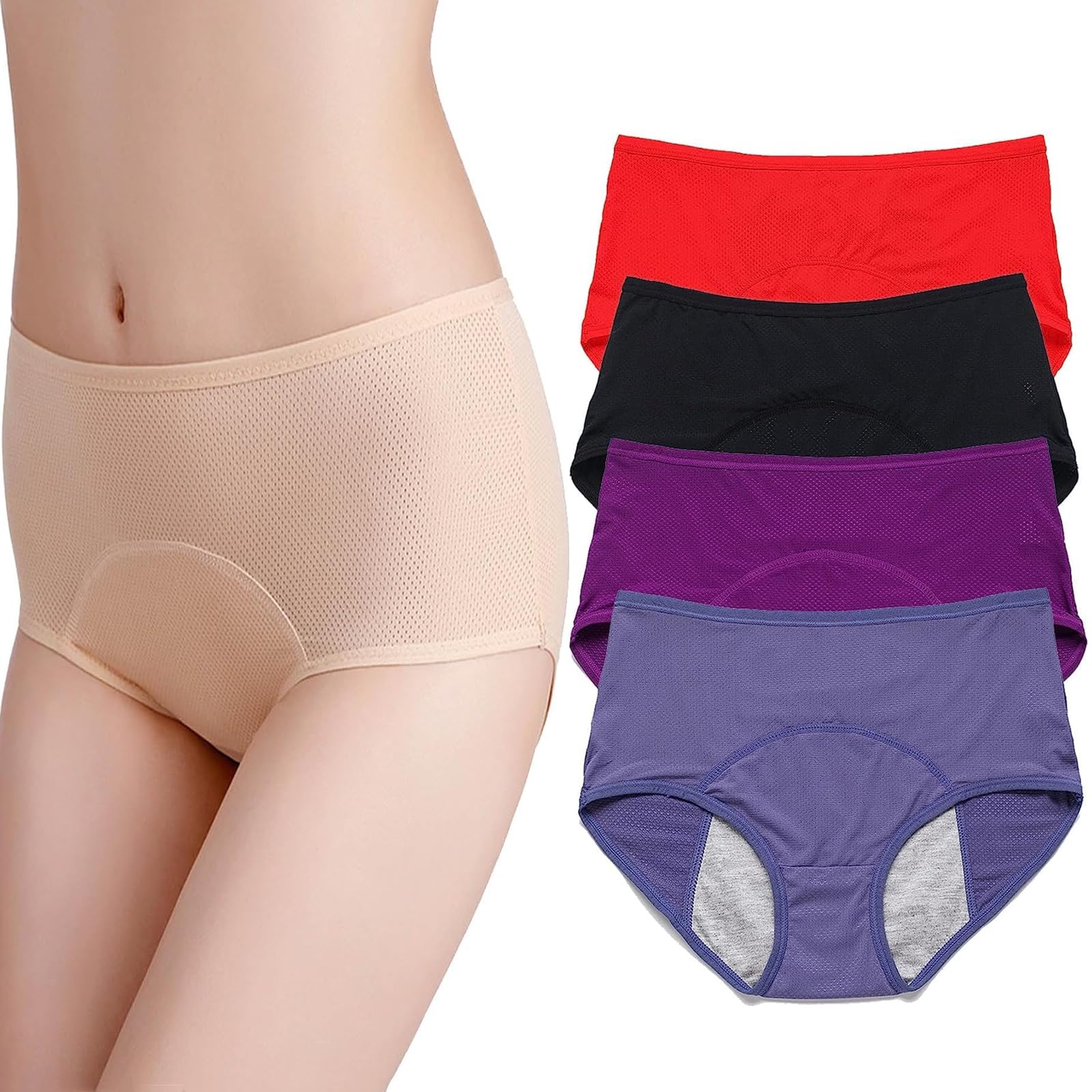 GARWAR Everdries Panties for Women Over 60,Everdries Leakproof Ladies Underwear,High Waist Leakproof Underwear,Everdry Leakproof Panties for Women (4Pcs-d,6XL)