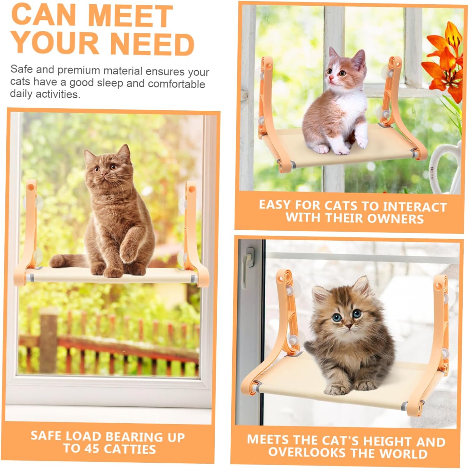 HEMOTON Car Window Hammock for Cats Kitten Bed Suction Cups Pet Nest for Windows