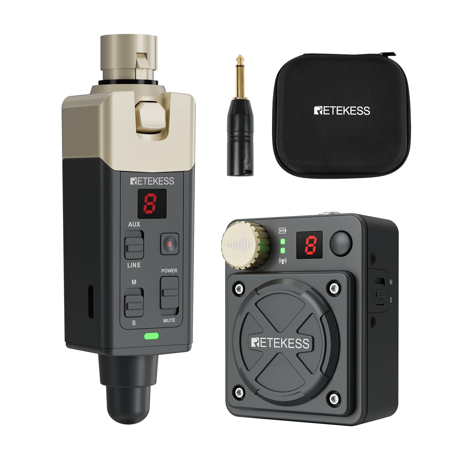 Retekess TA101 In Ear Monitor Wireless,Sistema di Monitoraggio In Ear Wireless, Stereo/Mono, 8 Canali, 30 m, 2.4G, Adatto per Studio e Performance dal Vivo, Prove di Gruppo