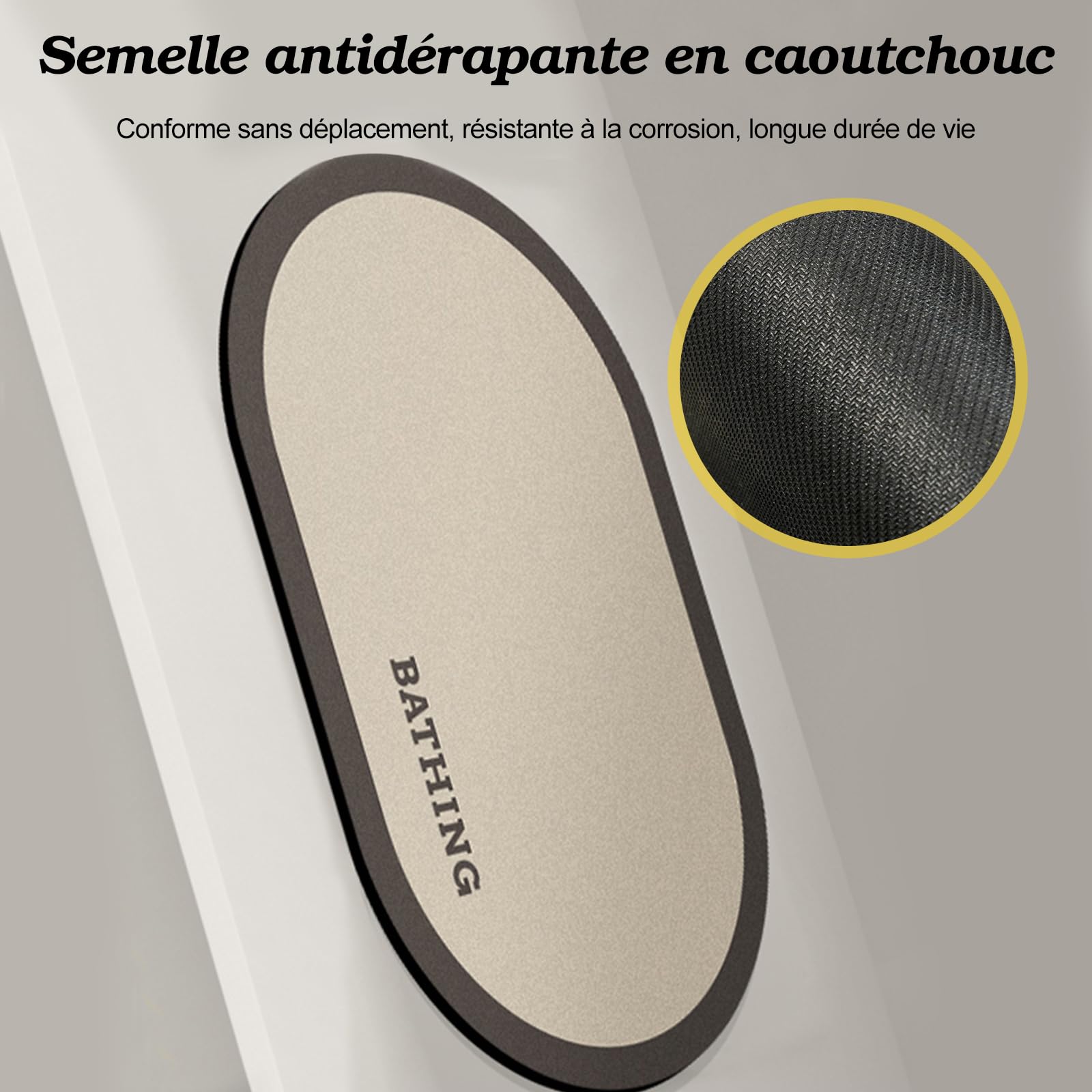 Ergocar Tapis De Bain Velours Court Doux Terre De Diatomées Séchage Rapide Nettoyage Facile Caoutchouc Antidérapant pour Plancher De Salle De Bain, Entrée, Cuisine, Dortoir Familial