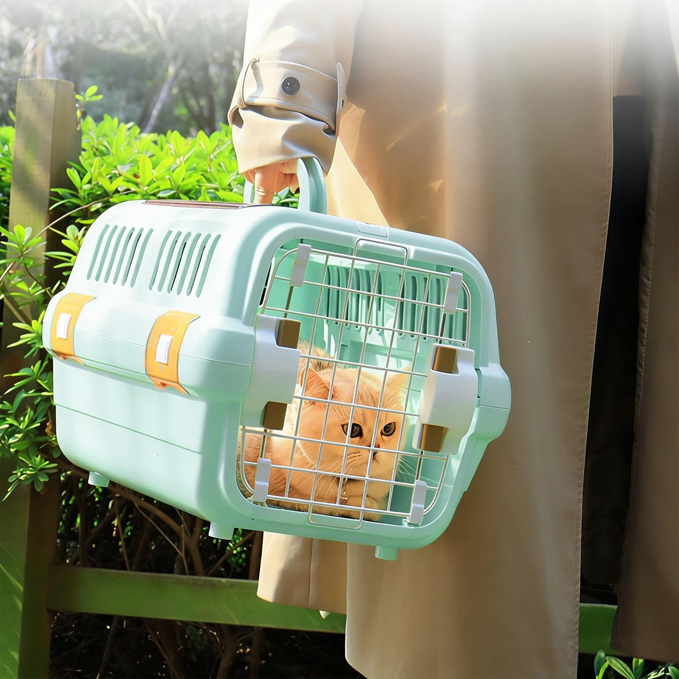 Hard Sided Basic Pet Kennel, Two Door Pet Carrier, Top or Front Access, Perfect for Traveling,Hiking,Camping,Veterinary Visits