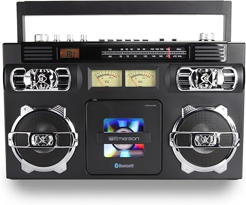 Emerson EPB-3004 Reproductor de CD portátil con radio AM/FM, memoria programable de 20 pistas, altavoces de alto rendimiento, conector de entrada