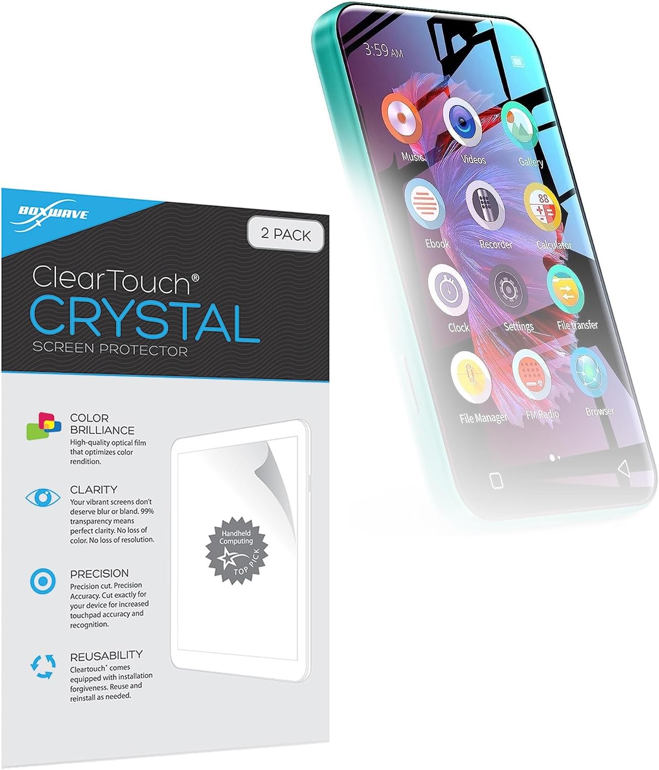 BoxWave Screen Protector Compatible with TIMMKOO Q5 WiFi MP3 Player - ClearTouch Crystal (2-Pack), HD Film Skin - Shields from Scratches