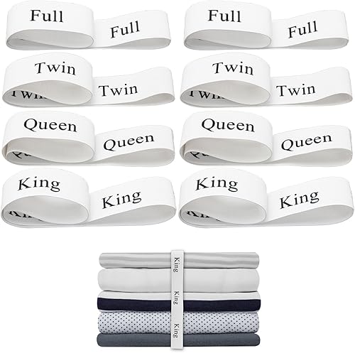 Organizador de sábanas de 8 piezas con organización de armario de sábanas, tamaño King, individual, matrimonial, Queen con elástico para
