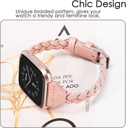 Miniatura 4 de TOYOUTHS Correas de cuero compatibles con Fitbit VersaVersa 2Versa Lite y edición especial para mujeres y hombres, correa trenzada de repuesto para