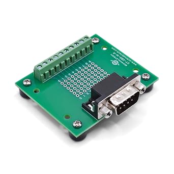 DB9 Male Screw Terminal Breakout Board with Rubber Feet, ST-DB9-M-R-FT