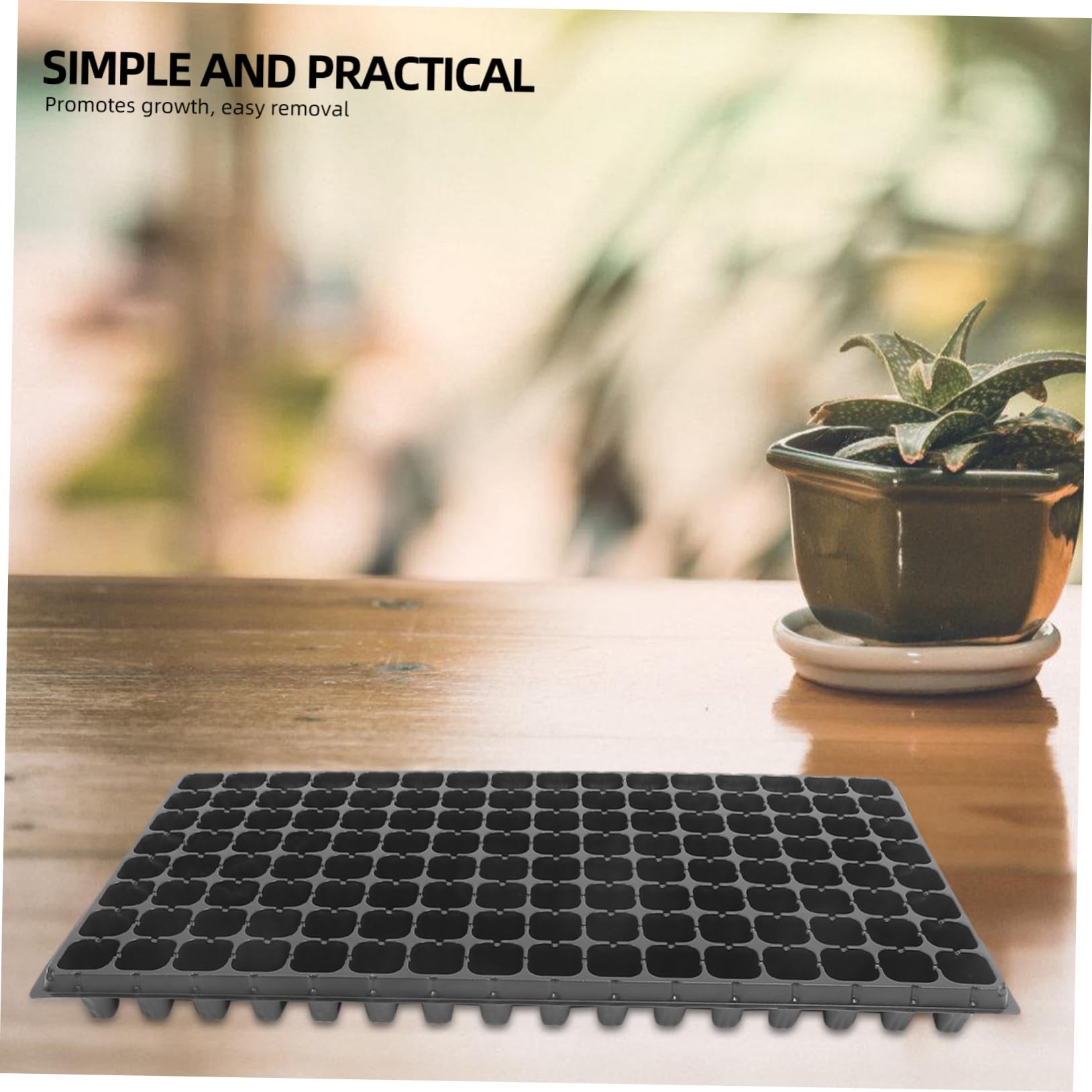 Yardwe Plaque à Semis 128 Alvéoles en PVC, Lot de 10, Plateau Germoir Rigide Noir pour Jardinage à Domicile, Ventilation Optimale