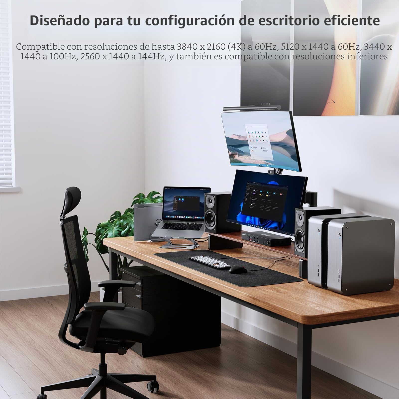 TESmart DisplayPort KVM Switch 4 Computadora 2 Monitor, 4x2 Conmutador KVM 4K@60Hz 4:4:4,DCCI Cuatro Pantallas,EDID,Control Remoto/Botones Panel/Teclado/Ratón/RS232,USB 2.0,Audio L/R,8 DP 1.4 Cables