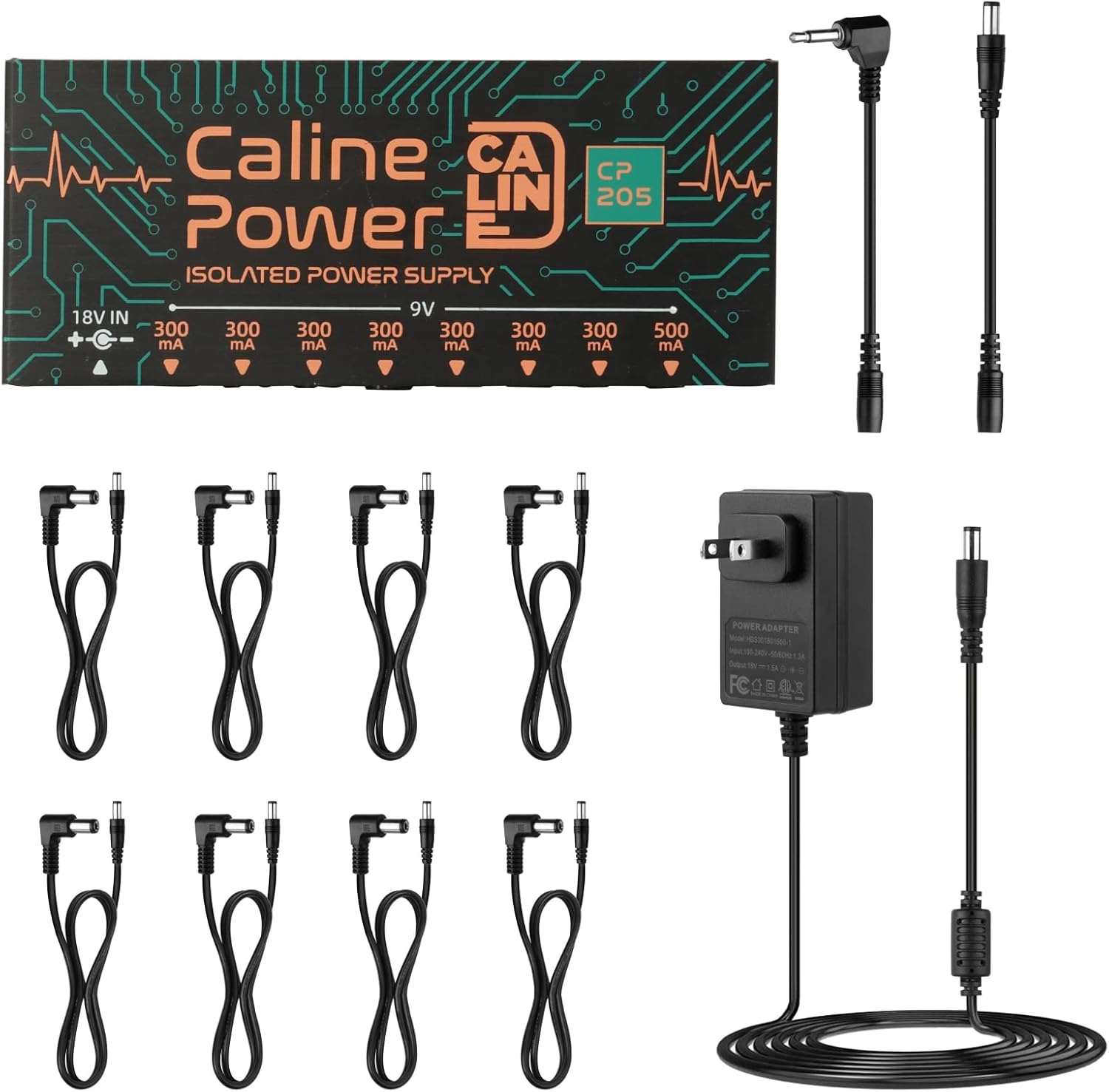 Caline CP-205 Guitar Power Supply 8 Truly Isolated DC Outputs for 9V Effect Pedal