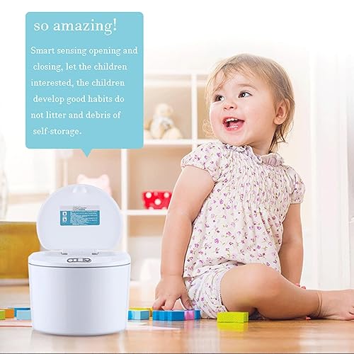 Miniatura 5 de Cubo de basura con sensor de movimiento, contenedor automático, tapa USB, contenedor de basura manos libres para encimera de baño, papelera