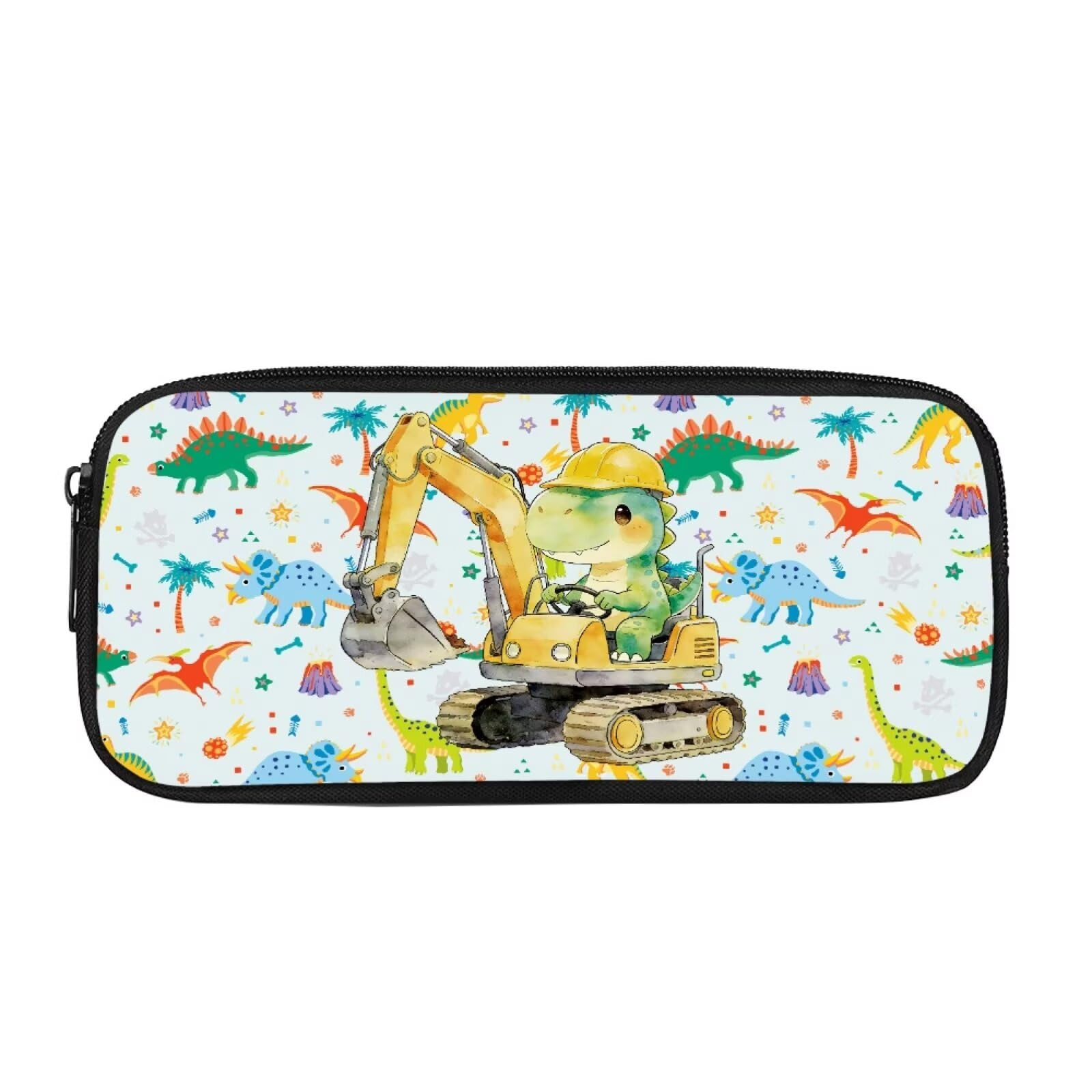 Coloranimal Excavator Dinosaur Cute Pencil Case for Girls Pen Pouch Bag for Kids Pen Case Pouch Portable Large Zipper Pencil Case for Kindergarten Elementary School