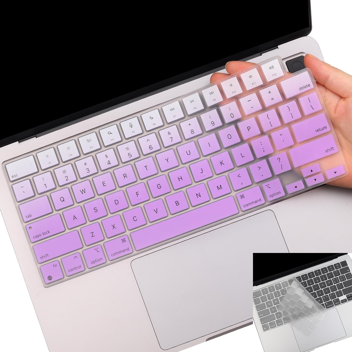Kuzy Russische MacBook Pro Tastaturabdeckung 2025 2024 2023 2022 14 Zoll 14 Zoll M4 M3 M1 M2 MacBook Air Tastaturabdeckung 13,6 Zoll 15 Zoll Silikon Skin Ultra Dünn - US-Version, russische Sprache