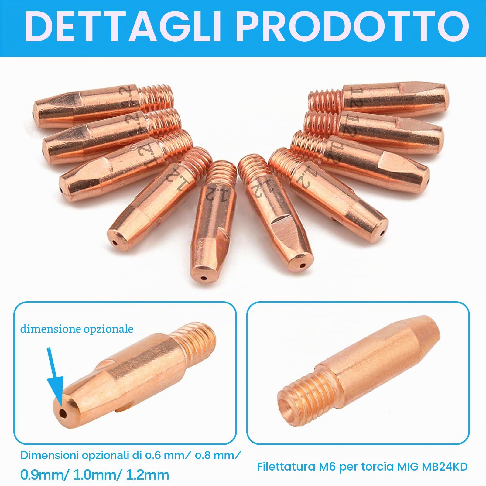 10 PZ Parti Usurate Ugello Gas 1,2mm Accessori per Saldatrice a Gas di Protezione per Saldatura MB24KD MIG MAG Accessori per Saldature Set di Materiali di Consumo per Saldatrice a Torcia MB24