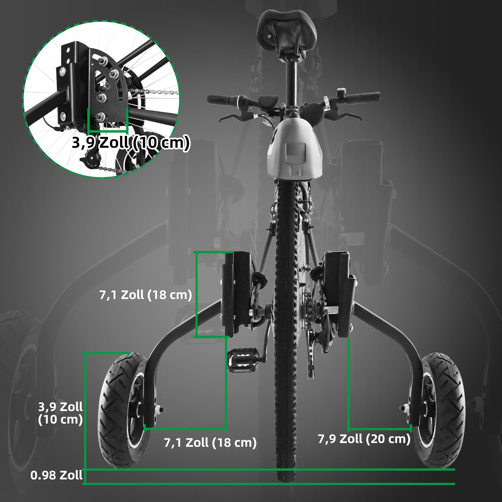 Stützräder für Erwachsene | Verstellbares Trainingsrad Set | Universell für 24-29 Zoll Felgen (700C) | Für Schnellspanner & E-Bikes | Bis 100 kg (220 lbs) Traglast