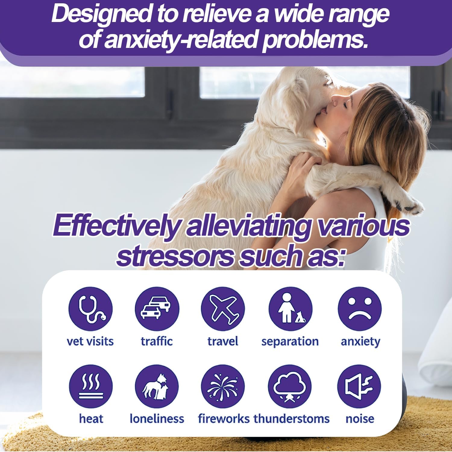 Dog Calming Pheromones Diffuser & 6 in 1 Kit Appeasing Dog Pheromone Diffuser Kit to Calm (2 Plug in+4 x48ml Refill) Calming Diffuser for Dog Reduce Anxiety Fighting Barking Stress 120 Day Supply