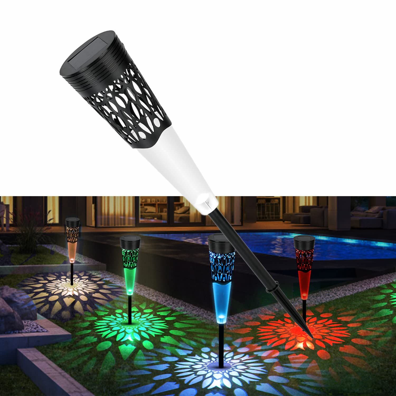 hardoll Solar LED Decorative Light Waterproof Pathway Lamp for Outdoor Garden(Pack of 1-Warm White &RGB) ABS Plastic