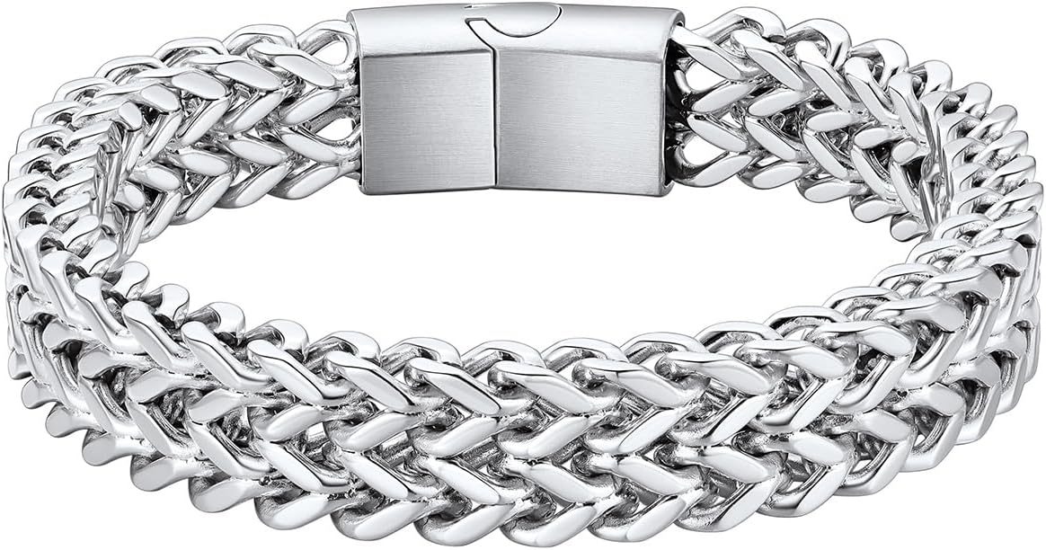 ChainsHouse Curb Chain Link Bracelet for Men Stainless Steel Bracelets Wrist Band for Men