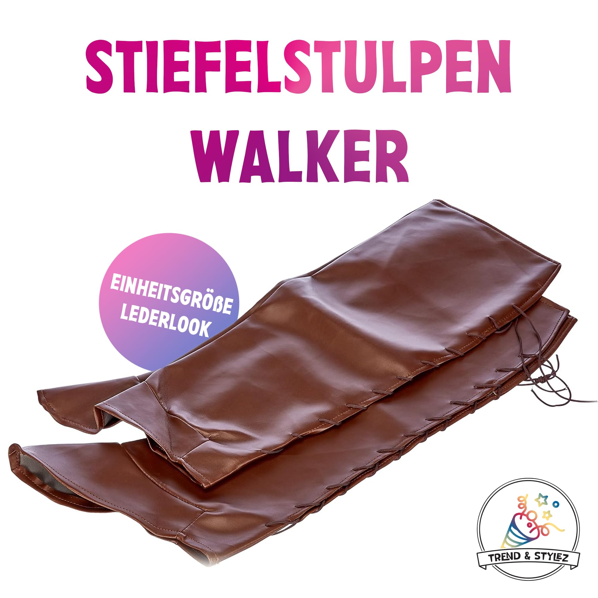 Stiefelstulpen, braun in Einheitsgröße, Zubehör für Kostüme, Pirat, Musketier, Mittelalter