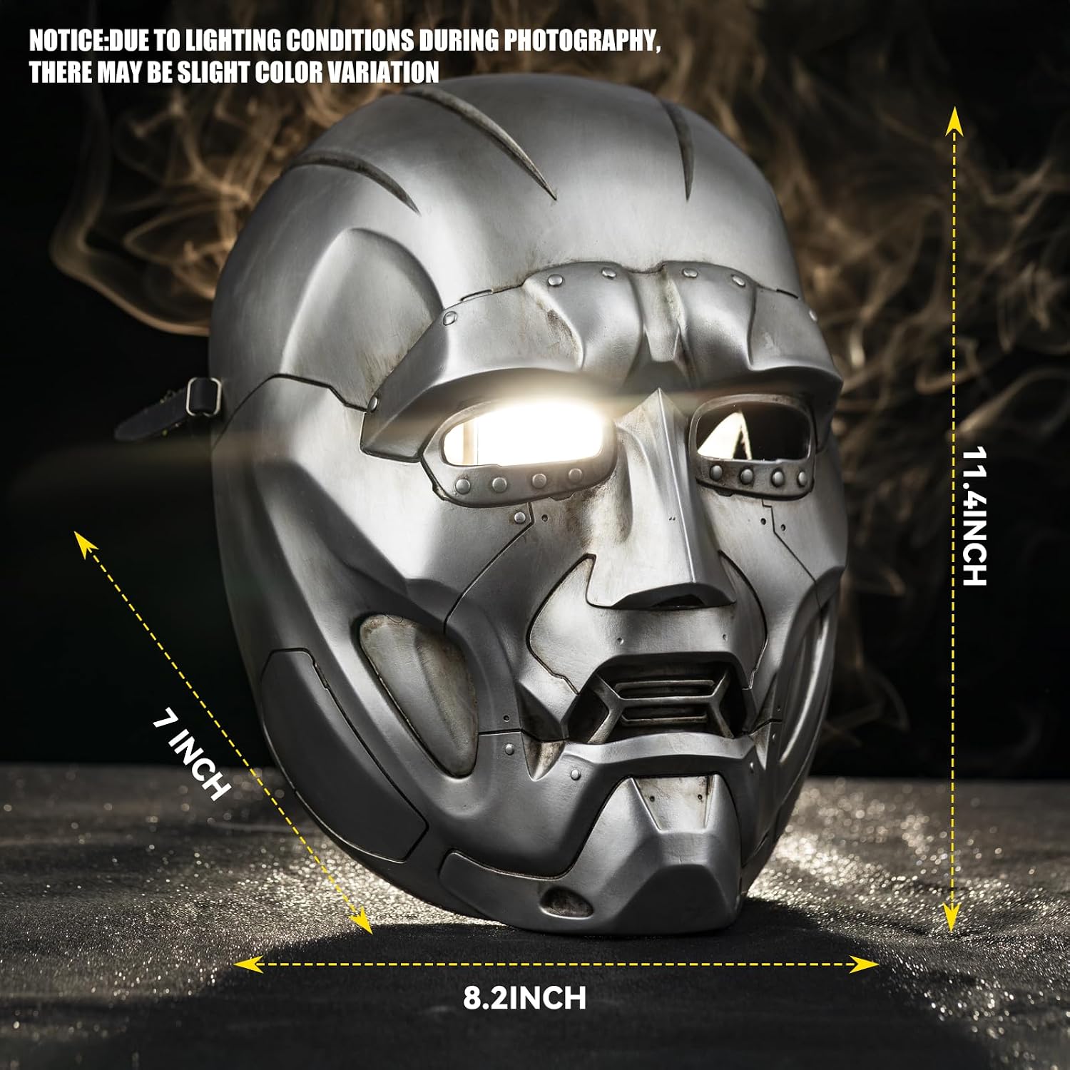 Classic Halloween Cosplay Mask with Adjustable Elastic Band | Silver Resin Villain Full-Face Wearable Helmet Mask for Adults, Ideal for Cosplay Costume Props, Collectibles