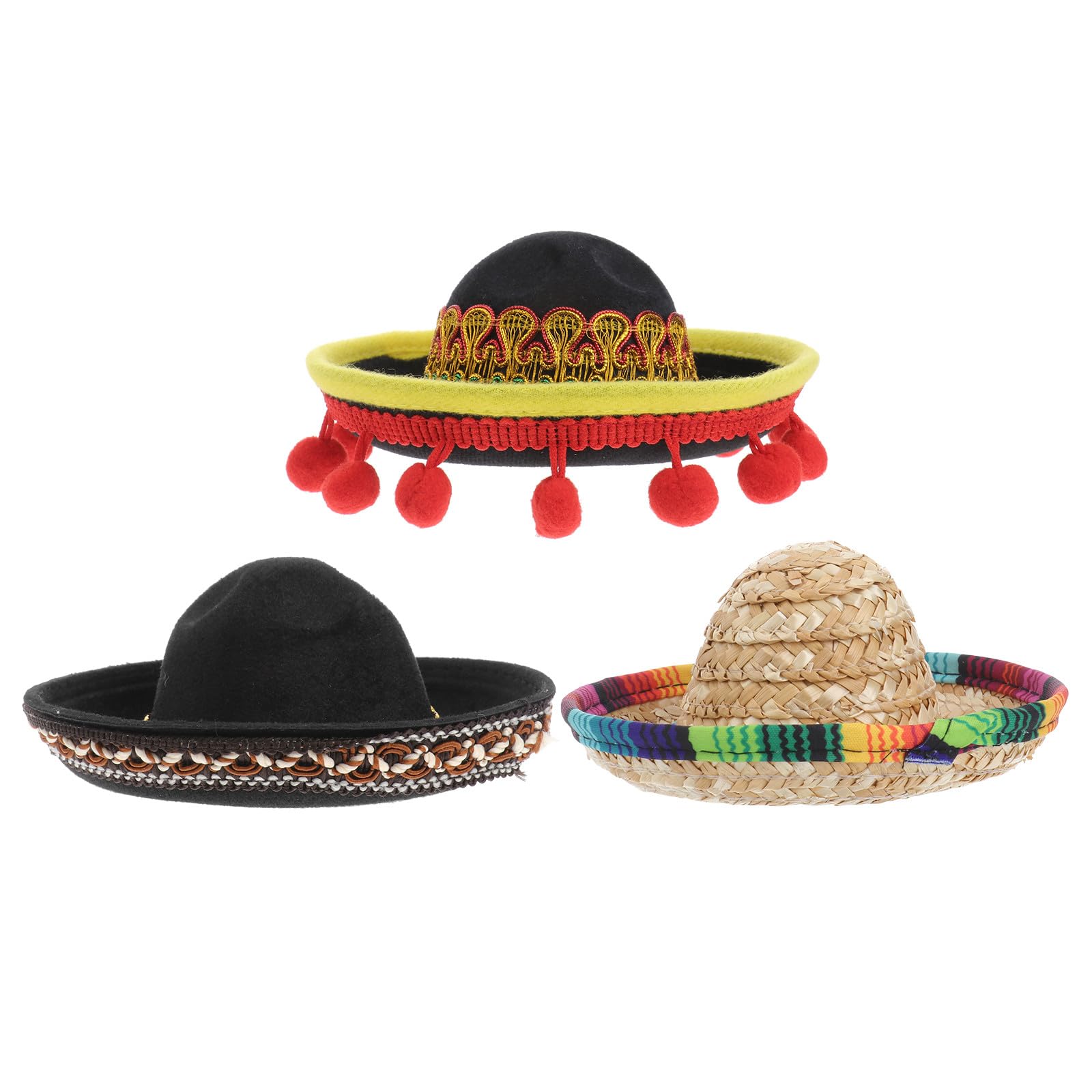 Didiseaon 3pcs Dog Sombrero Hats Mexico Style Pet Halloween Party Costumes