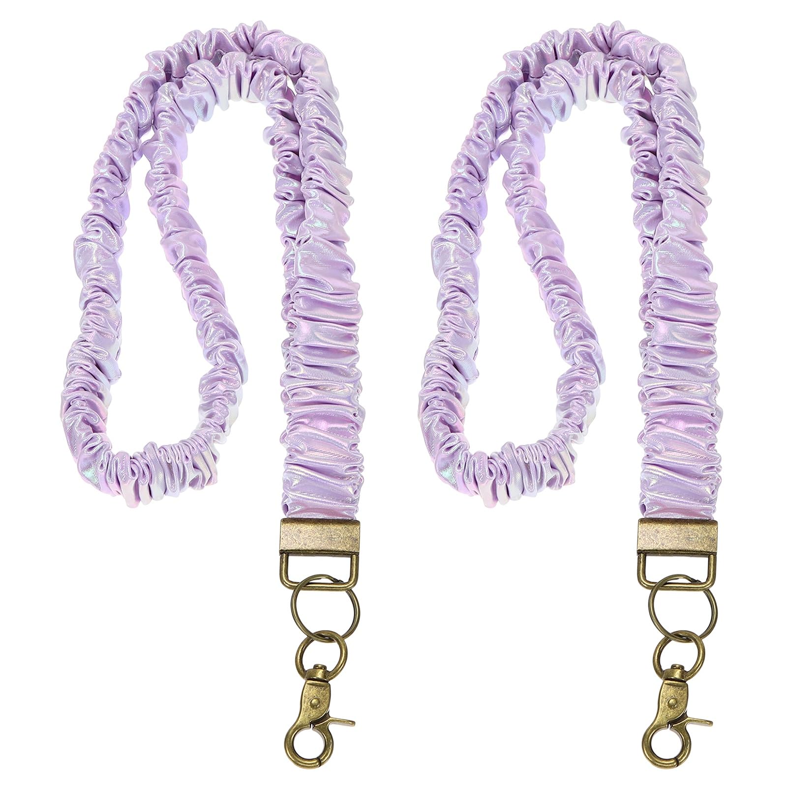 PATIKIL Scrunchie Lanyard Teacher,2 Pcs Stretchy Lanyard,Purple Holographic