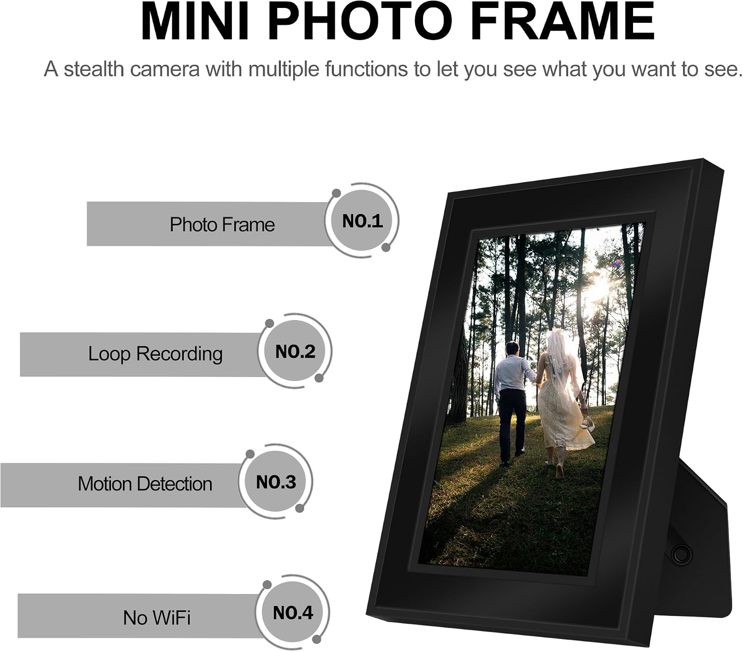 Photo Frame Hidden Camera Mini Spy Video Recorder, Nanny Cam No WiFi image 2