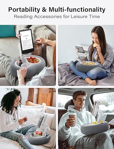 Miniatura 6 de Soporte de almohada para tablet Kindle con 2 bandejas para teléfono de 4 a 13 pulgadas, soporte para teléfono  tabletaKindle iPad soporte para cama