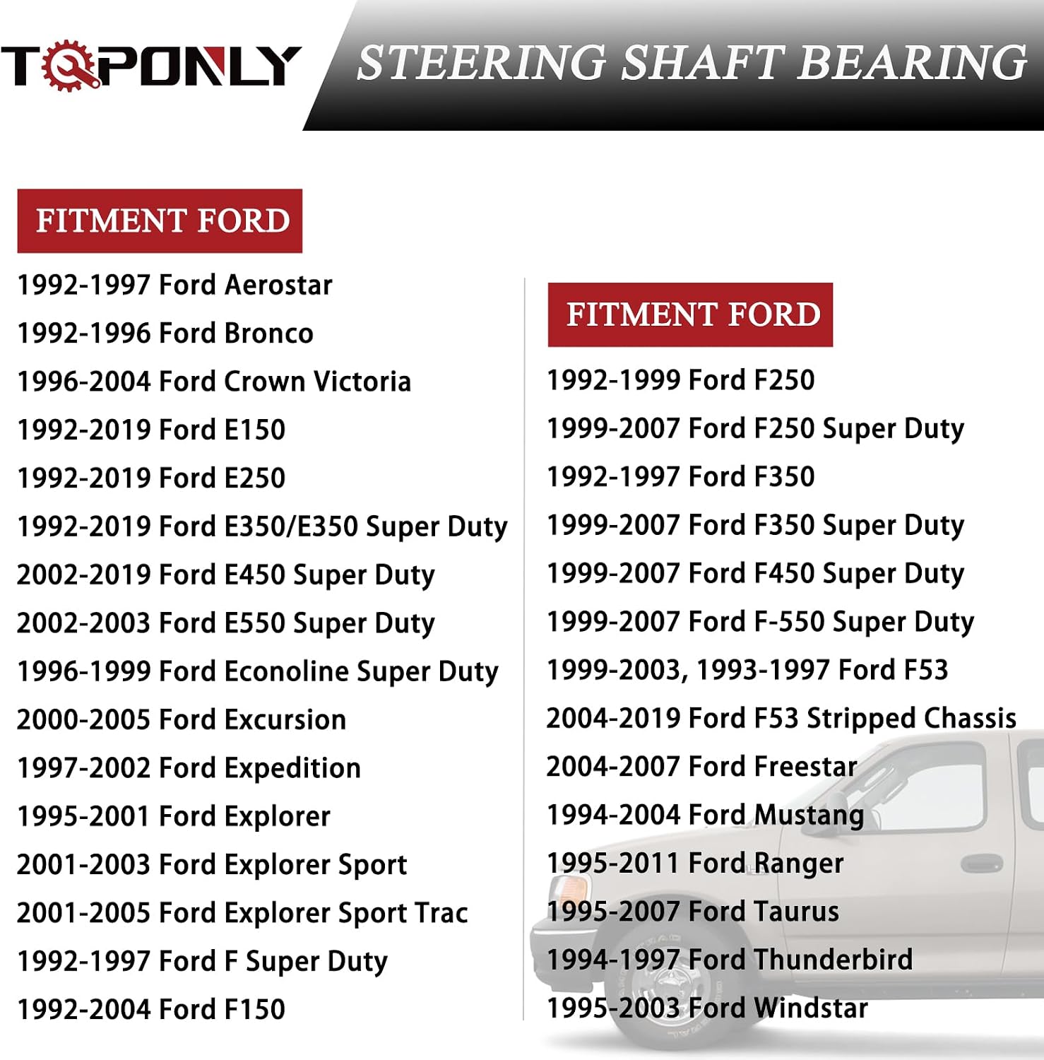 Steering Column Upper Bearing Kit for Tilt/No Tilt | Compatible with 1992-2019 Ford,1995-2004 Lincoln,1993-2007 Mercury | Replaces F4DZ-3517-A F4DZ3517A