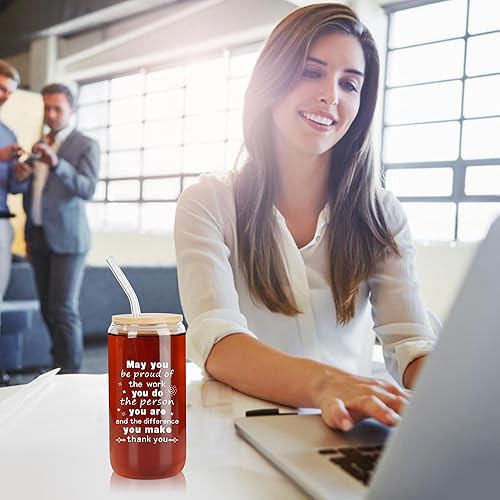 Miniatura 5 de 6 juegos de tazas de agradecimiento con la frase "May You Be Proud", regalos de la semana de agradecimiento a los empleados, tazas de vidrio con